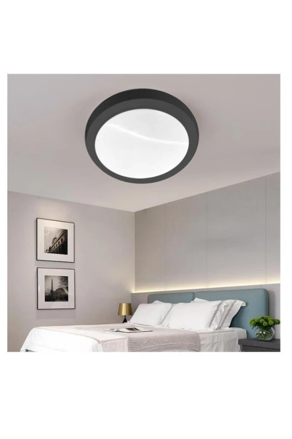 Şahnet 20W Siyah Ledli Tavan Armatürü 6400K Beyaz Işık - Siyah Kasa - Resim 2