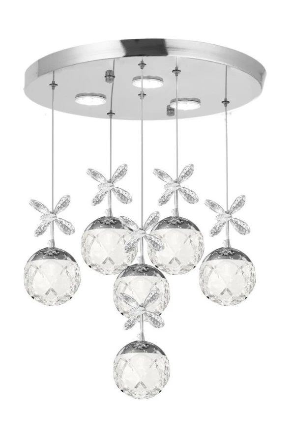 Eray Aydınlatma 2560-5+1 6 Li Krom Led Avize