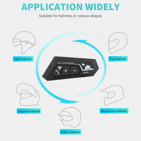 Torima  22B Bluetooth Motosiklet Kulaklığı Intercom Siyah Motorsiklet Kulaklık - Resim 5