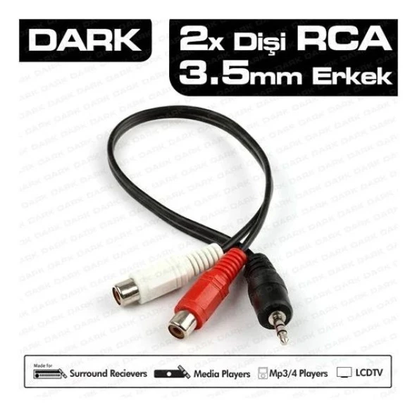 DARK DK-CB-AURCAX35 3,5mm STEREO E/2RCA D KABLO