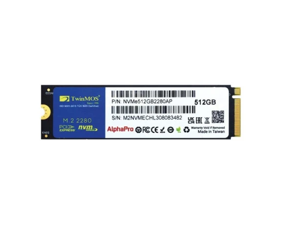 TWINMOS 512GB M.2 PCIe Gen3 NVMe SSD 3600-3250Mb NVMe512GB2280AP