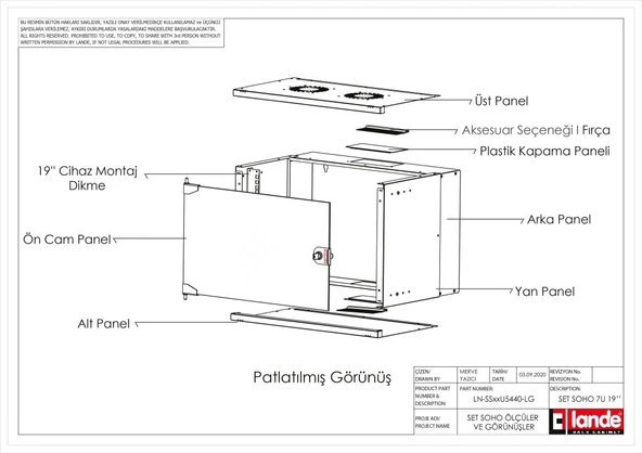 Lande Soho 7U Duvar Tipi Demonte 54x40 Kabinet - Resim 4
