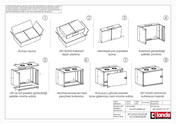 Lande Soho 7U Duvar Tipi Demonte 54x40 Kabinet - Resim 3
