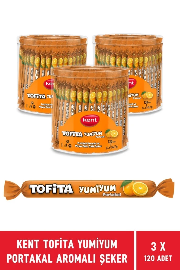 Tofita Yumi Portakal Aromalı Şekerleme 120'li Kavanoz - 3 Adet