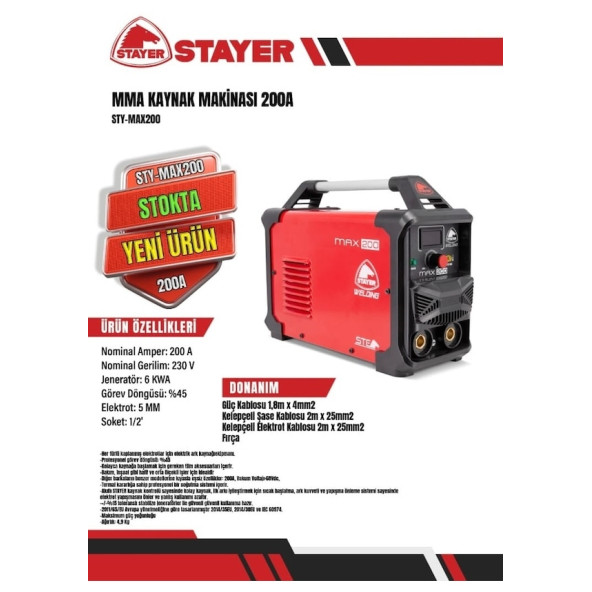 Stayer Potenza Max 200 A Inverter Kaynak Makinesi - 5
