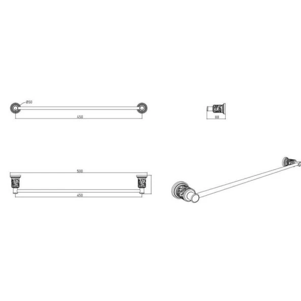 Bocchi Orient Uzun Havluluk 50 cm Krom 3002 0012 - Resim 2