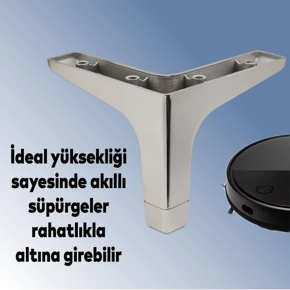 Sedef 12'li Set Lüks Mobilya Kanepe Sehpa Tv Ünitesi Koltuk Destek Ayağı 12 Cm Krom Baza Ayakları - 6