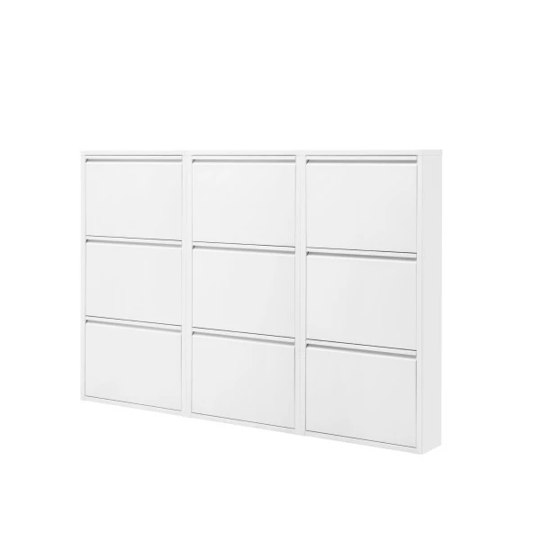 3 Raflı Metal Ayakkabılık Beyaz Metal Ayakkabı Dolabı REHOME - 6