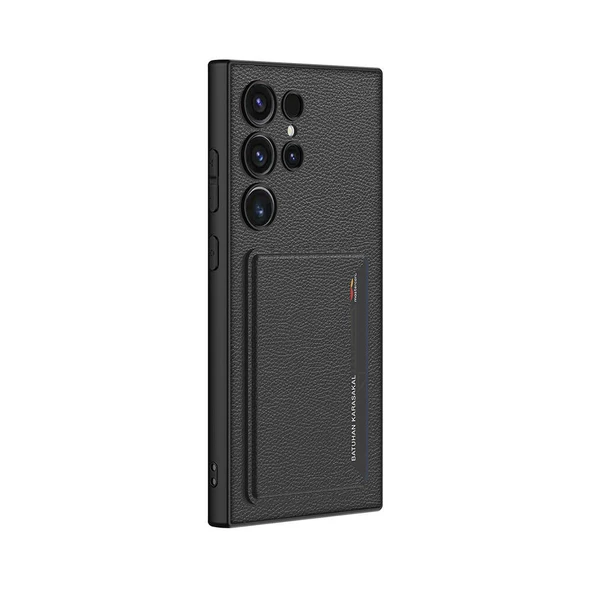 Vendas Samsung Galaxy S24 Ultra Suni Deri Arka Yüzey Sürgülü Kamera Korumalı Zore Kartlıklı Kıpta Silikon Kapak - 4