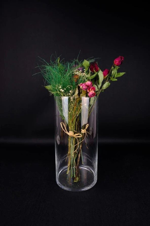 Digithome Cam Dekoratif Vazo Silindir 30 Cm – C1-1-288 - 2