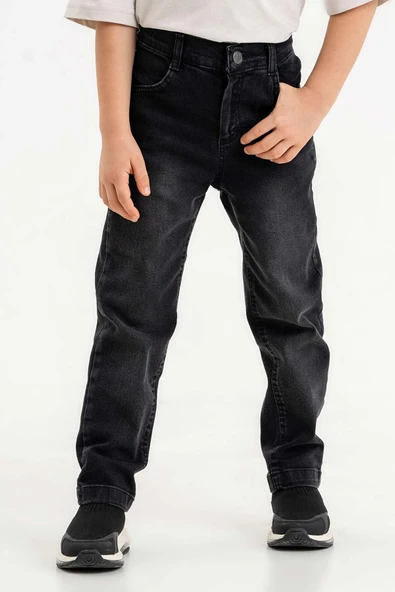 Çift Cepli Fermuarlı Klasik Erkek Çocuk Pantolon - Resim 3