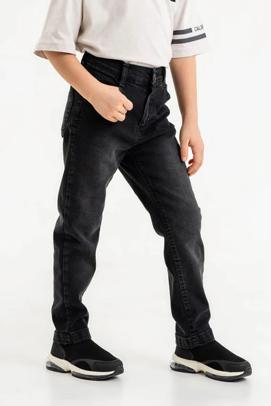 Çift Cepli Fermuarlı Klasik Erkek Çocuk Pantolon - Resim 5