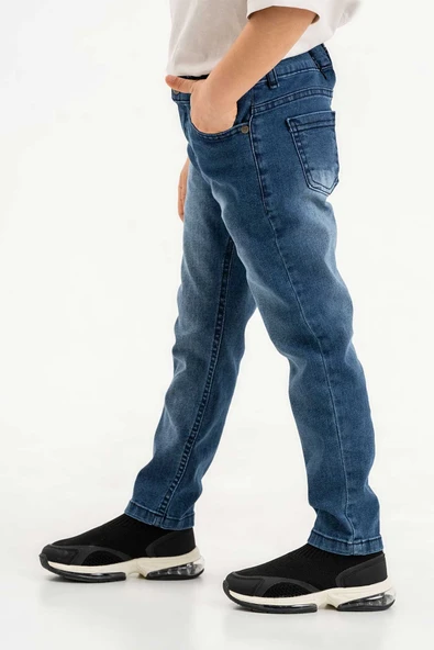 Çift Cepli Fermuarlı Klasik Erkek Çocuk Pantolon - Resim 3