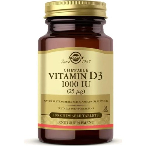 Solgar Vitamin D3 Cheaweble 1000 IU 100 Tablet