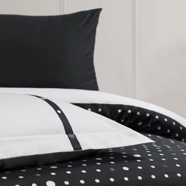 BARROS ÇİFT KİŞİLİK YATAK ÖRTÜLÜ NEVRESİM TAKIMI SİYAH - Resim 2