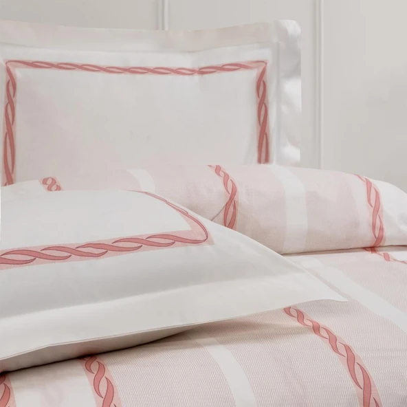 FONTANA ÇİFT KİŞİLİK YATAK ÖRTÜLÜ NEVRESİM TAKIMI PUDRA - Resim 2