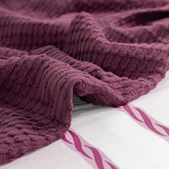 FONTANA ÇİFT KİŞİLİK YATAK ÖRTÜLÜ NEVRESİM TAKIMI MÜRDÜM - Resim 3