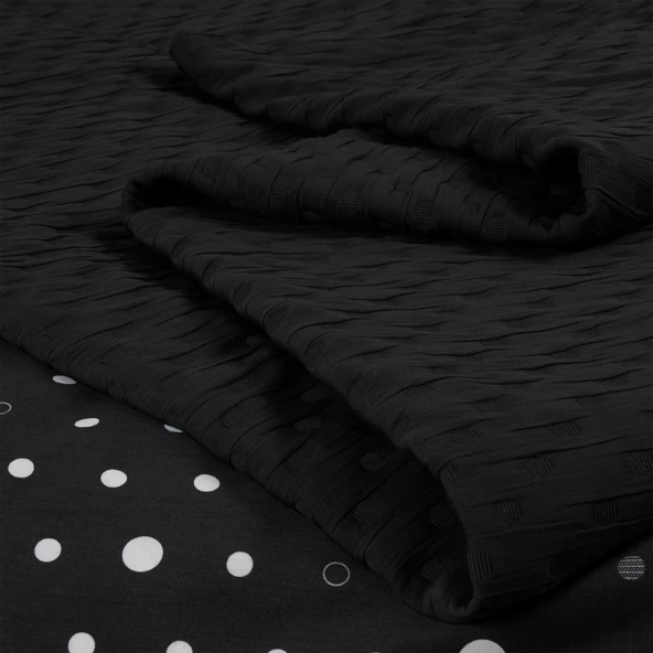 BARROS ÇİFT KİŞİLİK YATAK ÖRTÜLÜ NEVRESİM TAKIMI SİYAH - Resim 3