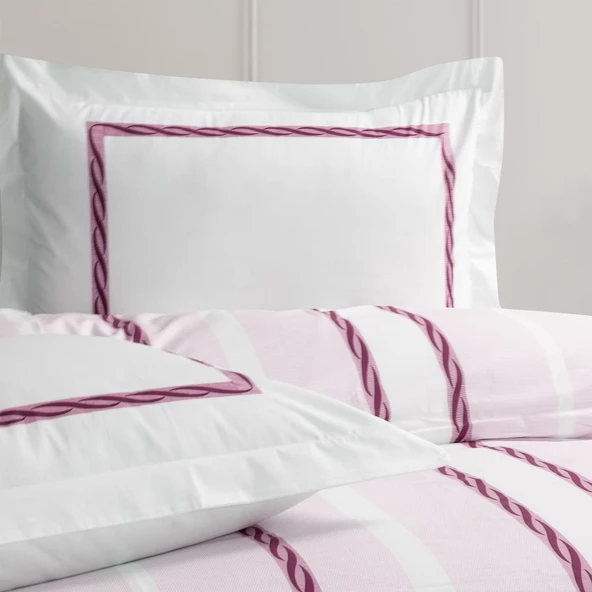 FONTANA ÇİFT KİŞİLİK YATAK ÖRTÜLÜ NEVRESİM TAKIMI MÜRDÜM - Resim 2