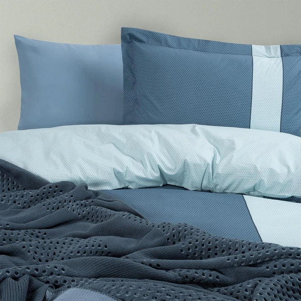 MAXWELL ÇİFT KİŞİLİK YATAK ÖRTÜLÜ NEVRESİM TAKIMI TURKUAZ - Resim 2