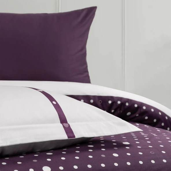 BARROS ÇİFT KİŞİLİK YATAK ÖRTÜLÜ NEVRESİM TAKIMI MÜRDÜM - Resim 2