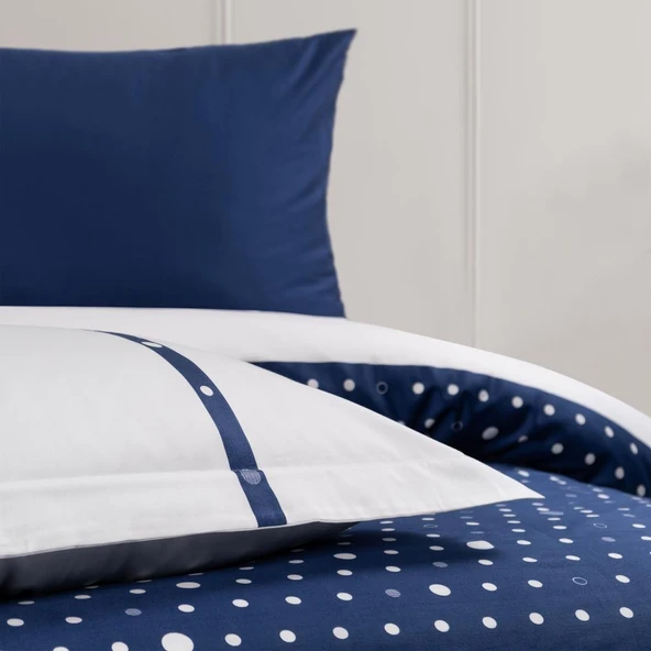 BARROS ÇİFT KİŞİLİK YATAK ÖRTÜLÜ NEVRESİM TAKIMI LACİVERT - Resim 2