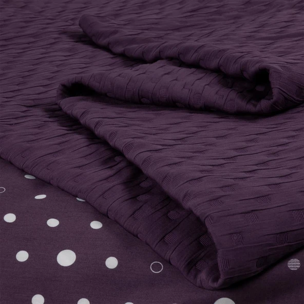 BARROS ÇİFT KİŞİLİK YATAK ÖRTÜLÜ NEVRESİM TAKIMI MÜRDÜM - Resim 3