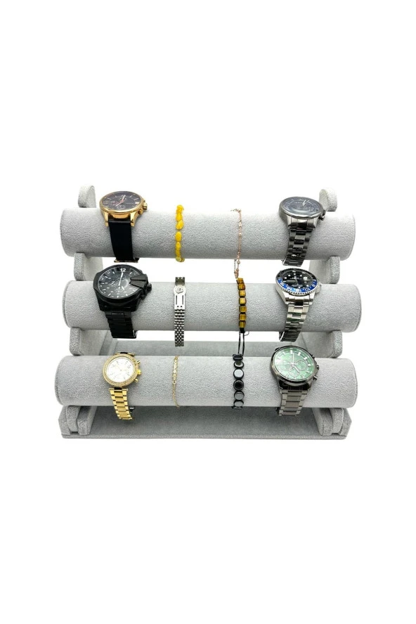 Bileklik Bilezik ve Takı Standı Gri Süet - 2