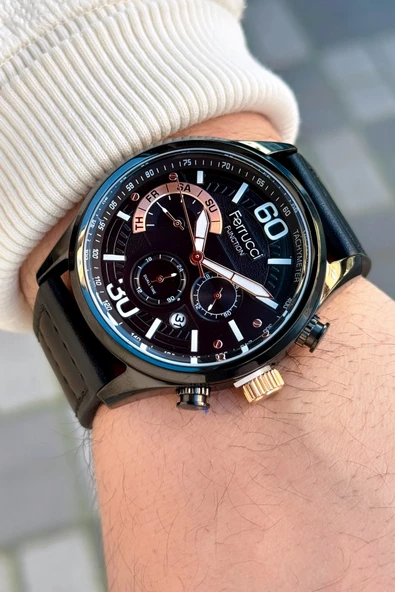 Ferrucci Function FCF.03279FK.04 Deri Kordon Erkek Kol Saati - Resim 4