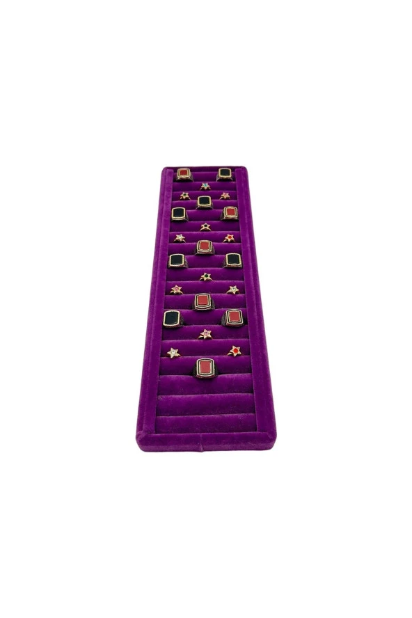 Yüzük Küpe Koldüğmesi Takı Standı Mor Uzun 34 x 11 Cm - Resim 2