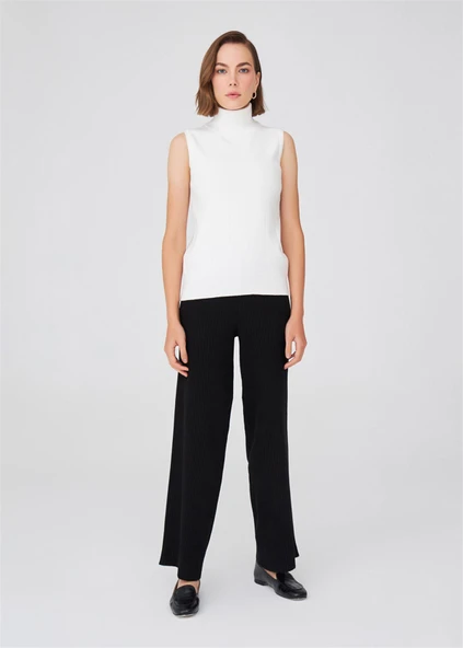 Peraluna Balıkçı Yaka Dar Kalıp Kolsuz Bluz - Ekru ürün görseli 1