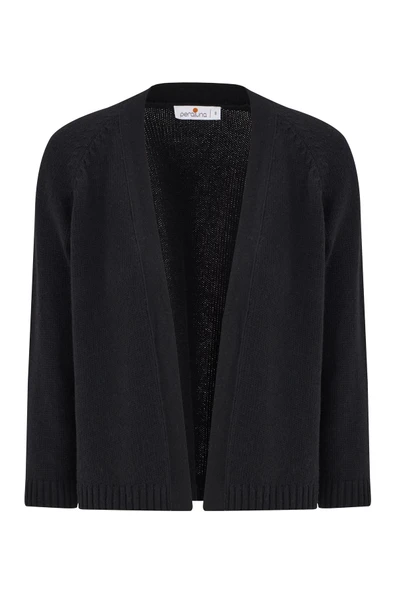 Peraluna Reglan Kollu Kaşmir Karışım Kısa Kadın Triko Bolero - Siyah - Resim 7