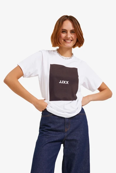 JJXX Jxamber Rlx Ss Every Square Tee Jrs Noos Kadın Gri T-Shirt 12204837-Bright