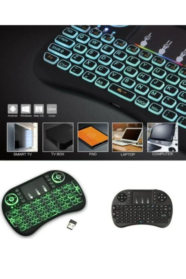 Zhltools Işıklı Mini Klavye Mouse Smart Tv Box Akıllı Klavye - Resim 6