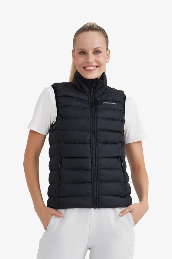 Skechers W Outerwear Padded Vest Kadın Siyah Yelek S231239-001