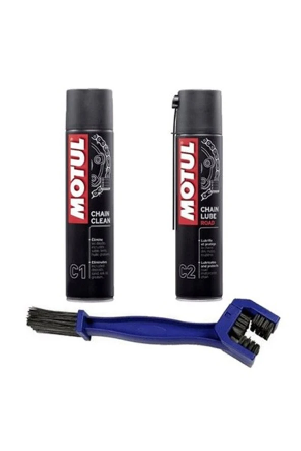 Motul C1 Zincir Temizleme+C2 Zincir Yağlayıcı+Zincir Temizleme Fırçası