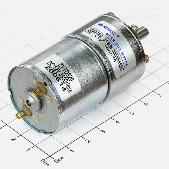 ZGA37RG 12V 37mm 10Rpm Redüktörlü DC Motor Metal Dişli Yüksek Tork Kuvvet Robot Oyuncak RC Araba - Resim 3