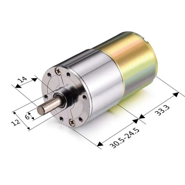 ZGA37RG 12V 37mm 10Rpm Redüktörlü DC Motor Metal Dişli Yüksek Tork Kuvvet Robot Oyuncak RC Araba - Resim 8