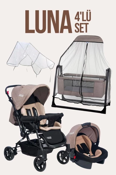 TommyBaby Luna 4'lü Set Bebek Arabası Puset Beşik Bebek Arası Yağmurluğu - 3