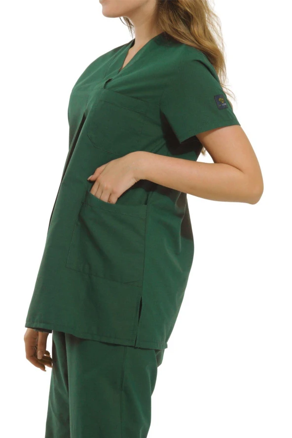 Likralı Doktor Hemşire Hastane Yeşil Cerrahi Medikal Hamile Takım Forma