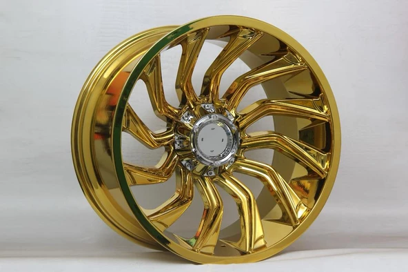 R1 Wheels 22 inç 6*139.7 ET44 Sarı Krom Jant Takımı (J-721)