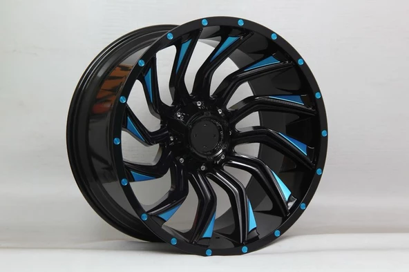 R1 Wheels 22 inç 6*139.7 ET-44 Siyah-Mavi Jant Takımı (J-3614) ürün görseli