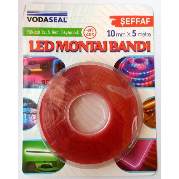 Vodaseal Vhb Led Montaj Bandı - 10 Mm X 5 Mt - Şeffaf