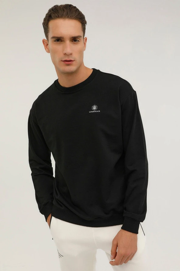 M-sn75 Basıc C Neck Sweat Siyah Erkek Sweatshirt