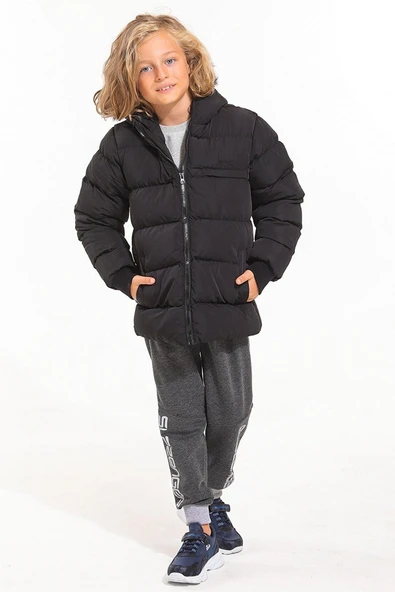 Slazenger Calısto Unisex Çocuk Mont & Kaban Siyah St21jc006 - Resim 4