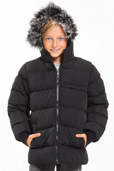 Slazenger Calısto Unisex Çocuk Mont & Kaban Siyah St21jc006 - Resim 2