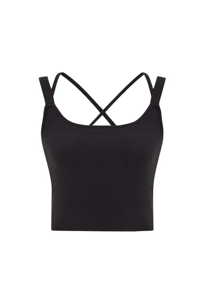 Peraluna Askılı Triko Büstiyer - Siyah - Resim 7