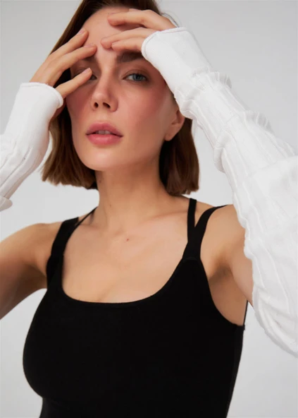 Peraluna Askılı Triko Büstiyer - Siyah - Resim 3