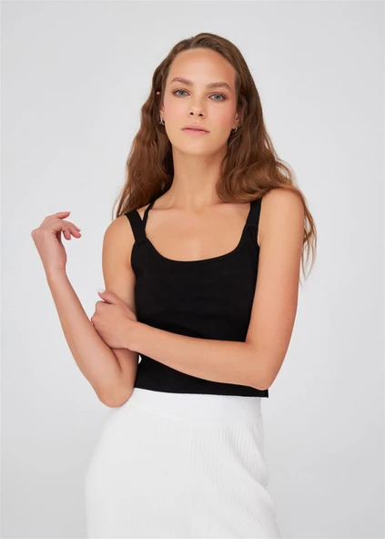Peraluna Askılı Triko Büstiyer - Siyah - Resim 5
