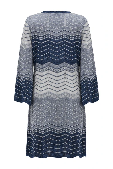 Peraluna SAKURA DRESS Çan Kollu Diz Üstü Yazlık Kadın Triko Elbise - İndigo Melanj - Resim 11